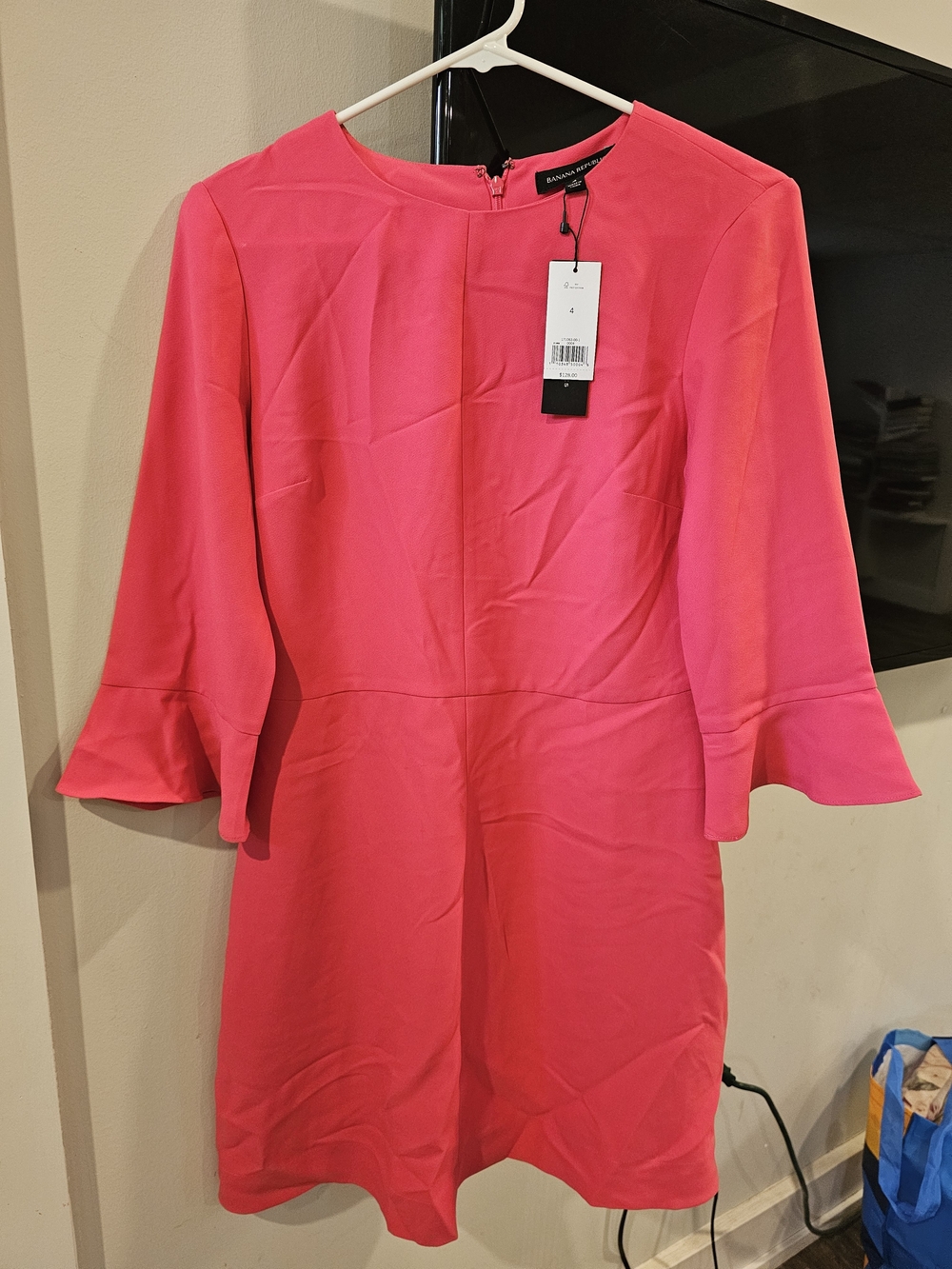 Banana Republic Hot Pink Bell Sleeve Mini Dress